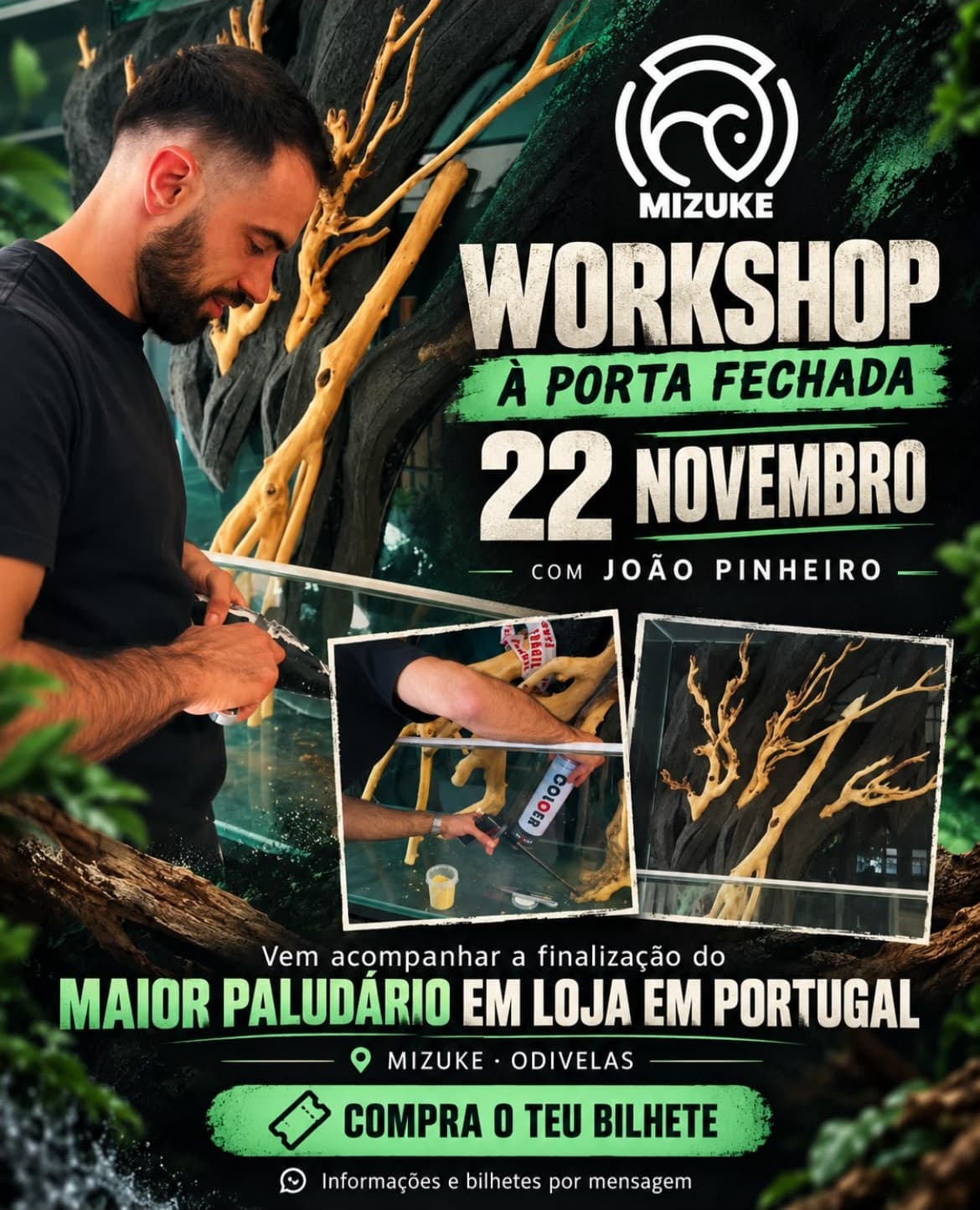 Cartaz do workshop à porta fechada, 22 de Novembro, com o João Pinheiro
