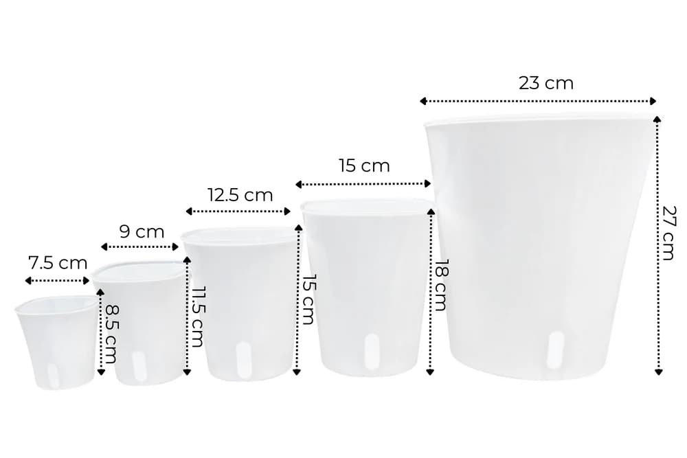 Vaso Autoirrigável com Interior Transparente - Preto (7.5 cm)